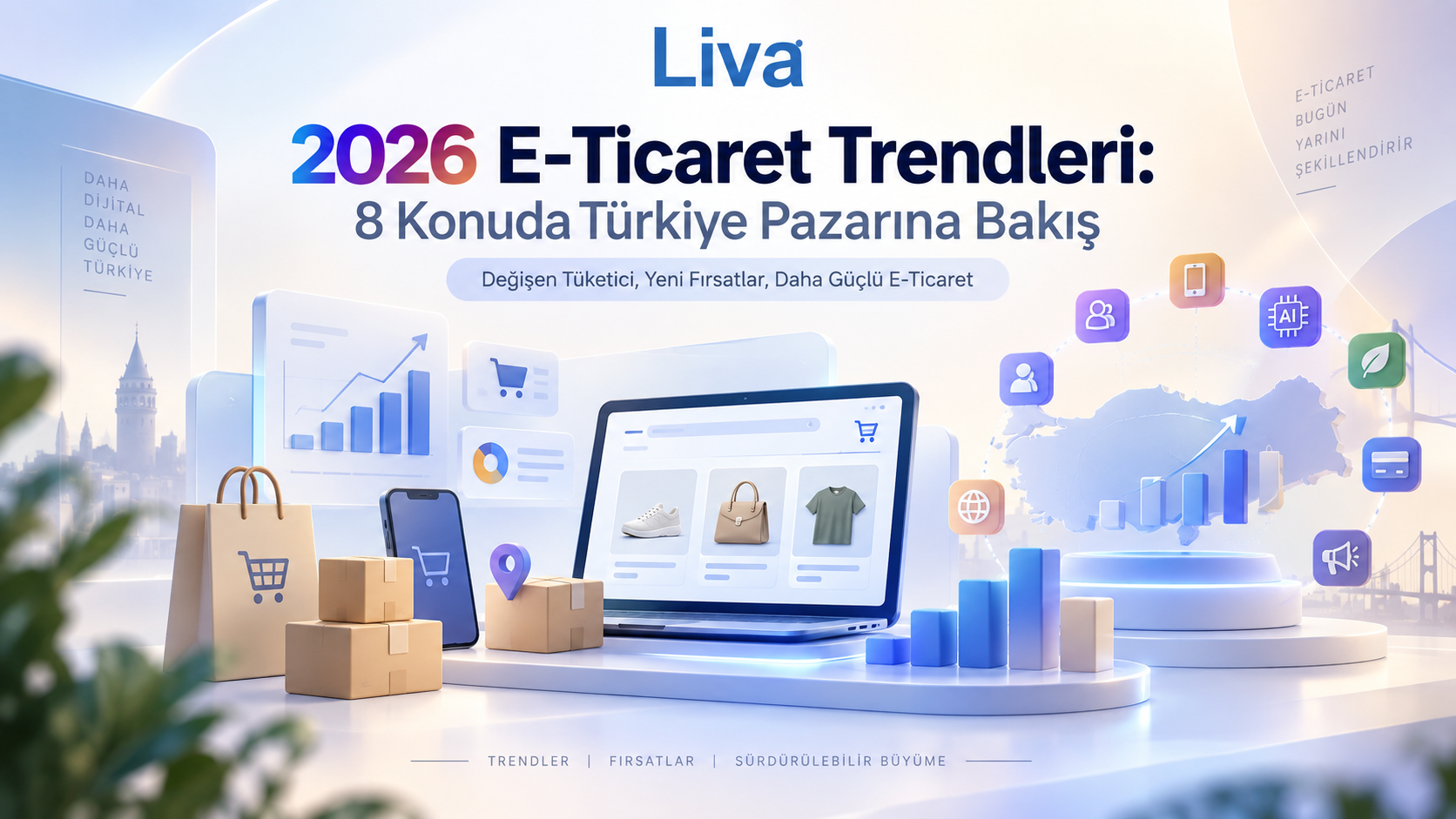 Blog yazısı 2026 E-Ticaret Trendleri: 8 Konuda Türkiye Pazarına Bakışiçin resim